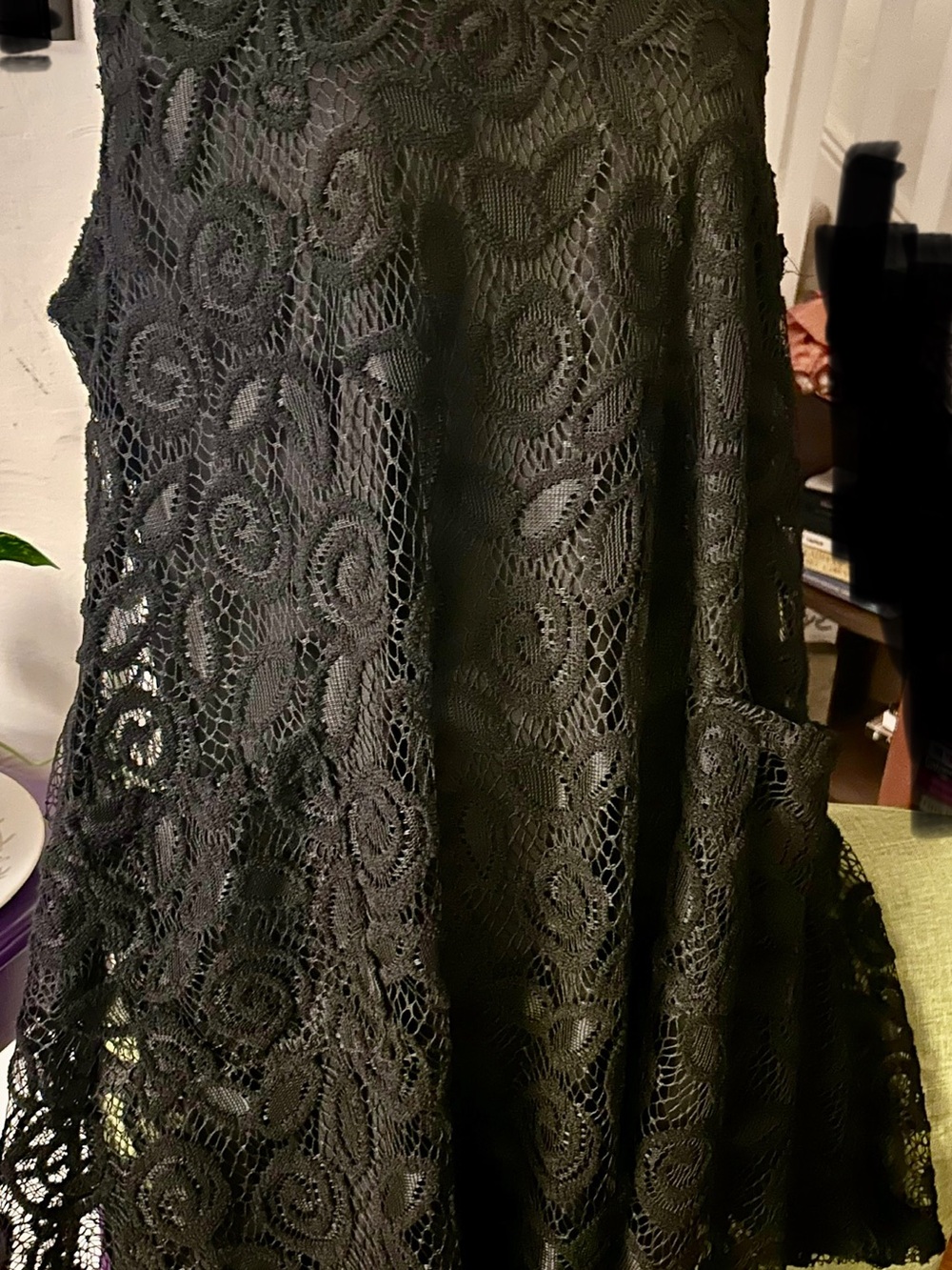Nina Leonard Black Lace Maxi Dress